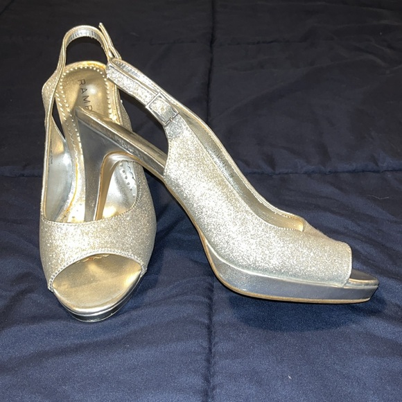 Lightly Used Silver Slingback Heels - Picture 2 of 2